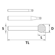 Billede af Shiballoy HM-fræsestift KUD kugleform (Std.) 10x8x150 mm